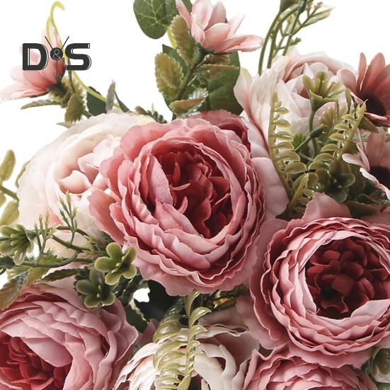 Bouquets de fleurs artificielles, fausses marguerites et pivoines, bouquets de fausses fleurs, centres de table pour la maison, composition florale, décoration de mariage ou d'hôtel