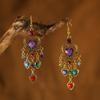 Bohemian Drop Dangle Heart Earrings For Women Vintage Rhinestone Acrylic Gold Color Ethnic Boho Jewelry Earings Pendientes Mujer