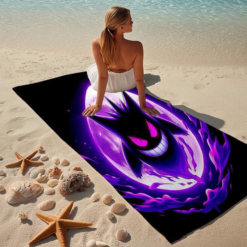 Proof Beach Towel with a Pokémon Gengar Pattern - Soft,absorbent,quick-drying,machine Washable - Perfect for Swimming,camping,bathing