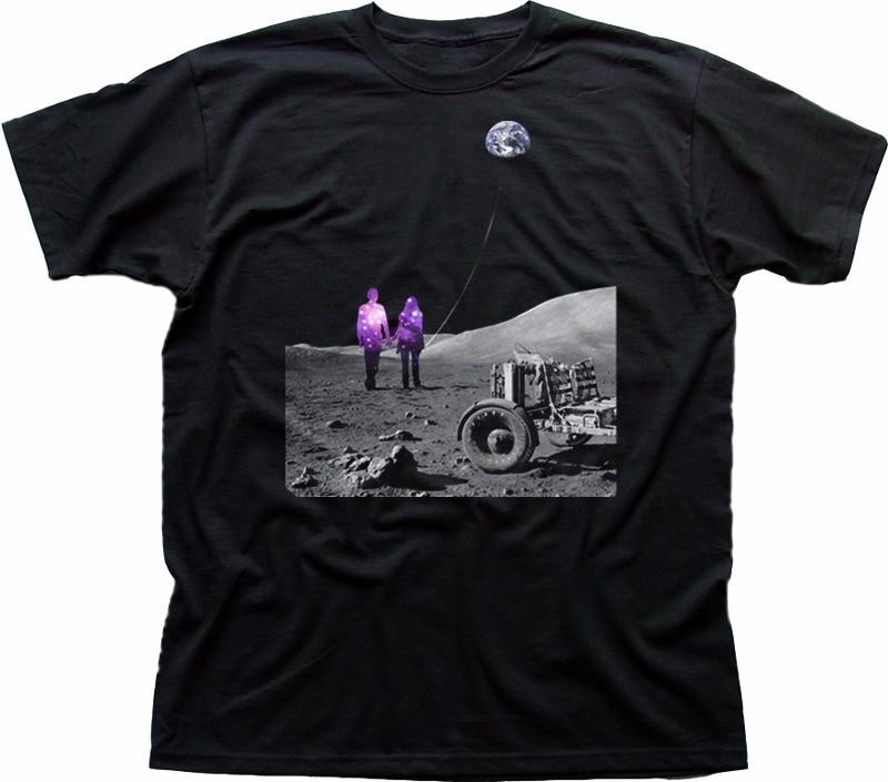 

Spaceman on the Moon space walking the Earth Nasa black t-shirt 9332 5XL різнокольоровий
