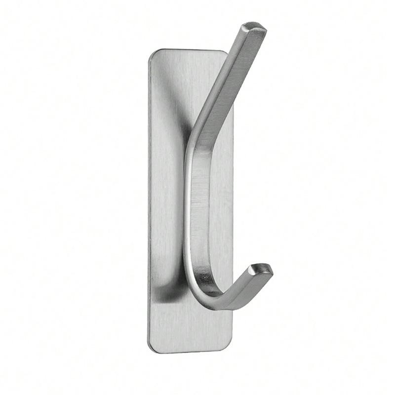 Stainless Steel No-Drill Adhesive Hook for Bathroom/Kitchen – Black