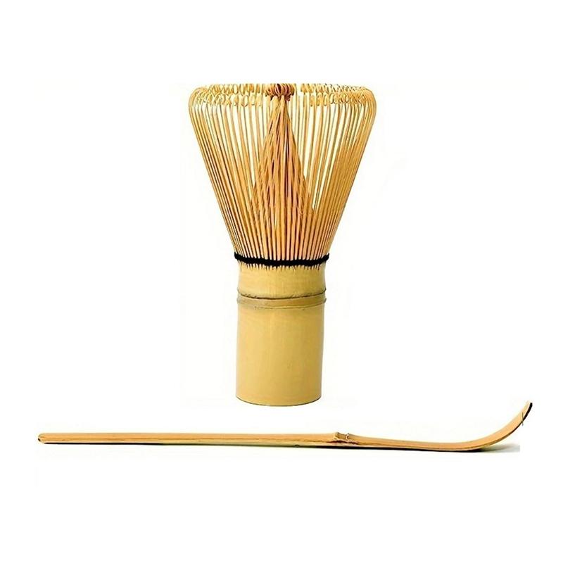 Japanese Bamboo Matcha Whisk Spoon Set Traditional Handmade Chasen Chashaku Kit Reusable Green Tea Frothing Brush for Matcha Tea