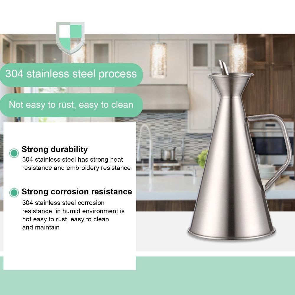 304 Stainless Steel Oil Dispenser Bottle 250ml/500ml/750ml/1000ml Vinegar Cruet Pourer Outdoor BBQ
