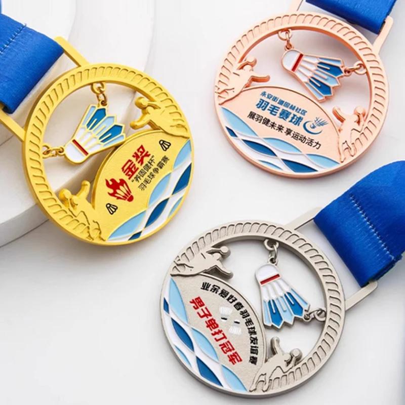 Spersonalizowany Metalowy Medal do Badmintona, Złoty, Srebrny, Brązowy, Nagroda Souvenir na Studenckie Zawody Sportowe, Mały Medal do Zawieszenia na Szyi, 2 Szt.