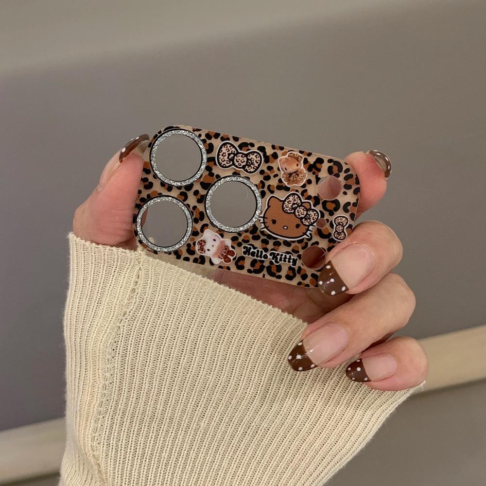 Korean INS Style Cartoon Animation Glitter Bling Camera Protector For IPhone 17 16 15 14 Pro Max Cap Kitty Lens Glass Screen Film Anti-Drop Armor