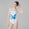 Butterfly Pattern Cute One-piece Triangle Racing Sports Swimming Pool Training Hot Suit Women's Slightly Fat Large Size