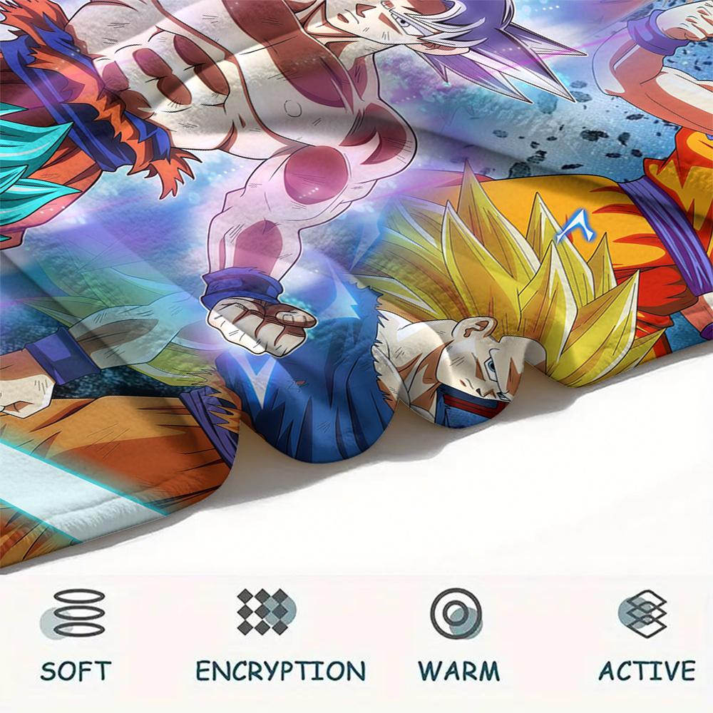 Dragon Ball Characters pattern Flannel Blanket, High quality Comfortable for All Seasons, Home Decor, Warmth and Comfort, Perfect for Gifts.