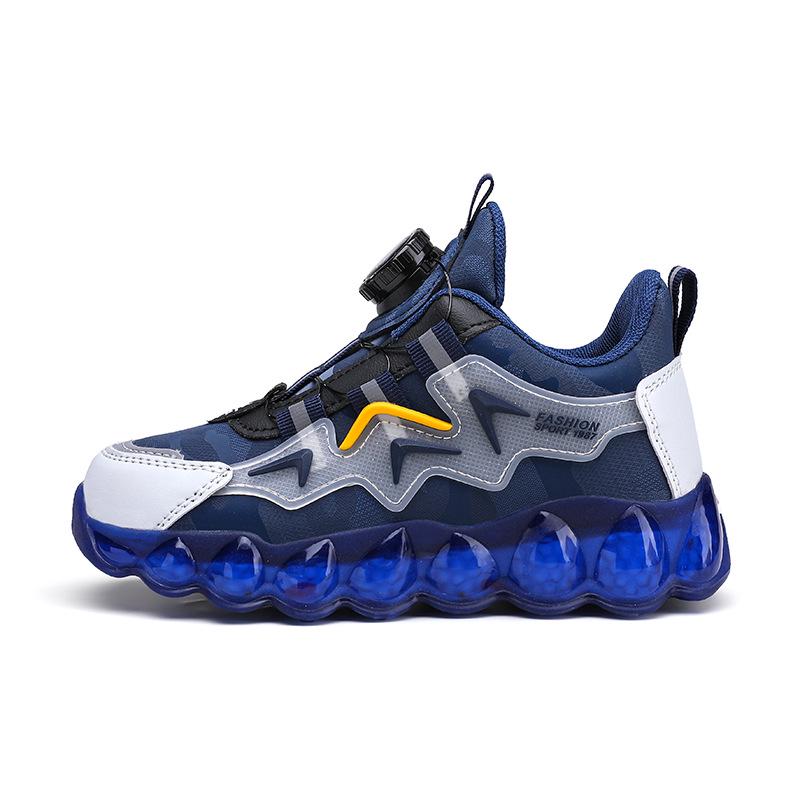 Mesh Sports Shoes with Rotating Buttons for Boys - Soft Sole Running and Basketball Shoes for Children