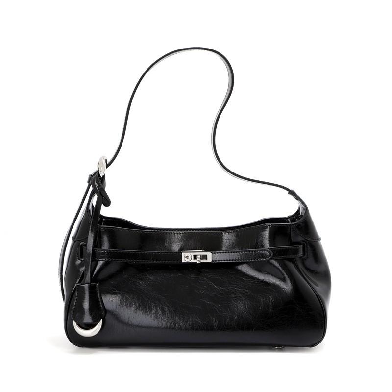 Womens Genuine Leather Tote Bag Large Capacity Crossbody Shoulder Black White Street Style Daily Use