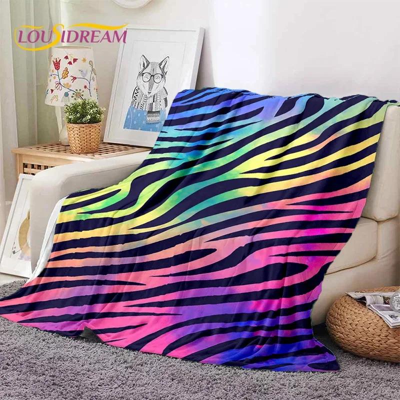 3D Colorful Zebra Stripe Leopard Tiger Soft Flannel Blanket for Bed Bedroom Sofa Picnic,Throw Blanket for Cover Outdoor Nap Gift