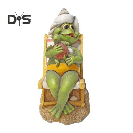 Strand Lounge Stuhl Nebel Figurine Harz Liegen Cartoon Frosch Statue Skulptur Home Office Desktop Indoor Outdoor Garten Dekoration Ornament