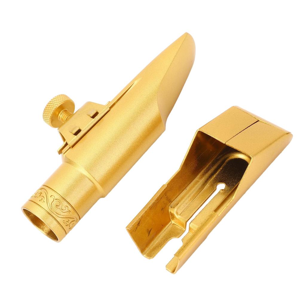 Ongwan Alto Saxophone Mouthpiece, Gold Plated Metal Slide Type, 5C, with Mouthpiece Pad and Cap, Suitable for Professional and Beginner Saxophone Play