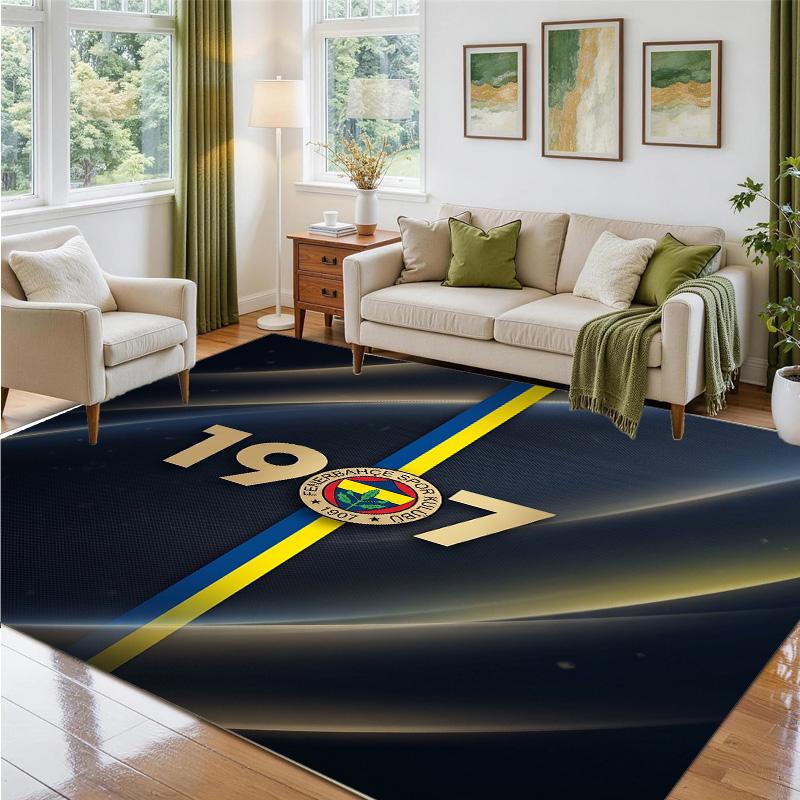 Fenerbahçe FC Design Crystal Velvet Rug Soft Decorative Mat for Bedroom Entrance