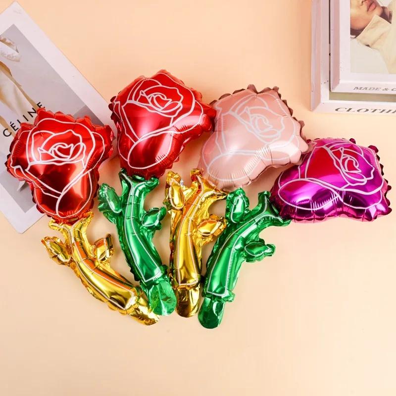 30/5pcs Mini Rose Flower Balloons Rose Shaped Balloons Valentines Day Balloon Wedding Decoration Baby Shower Party Supplies