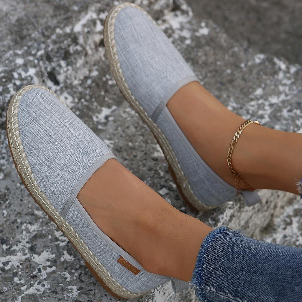 Espadrilles Women's Contrast Paneled Footwear Flat Canvas Shoes Hemp Lazy Flats for Men Moccasins Male Loafers Driving Shoes