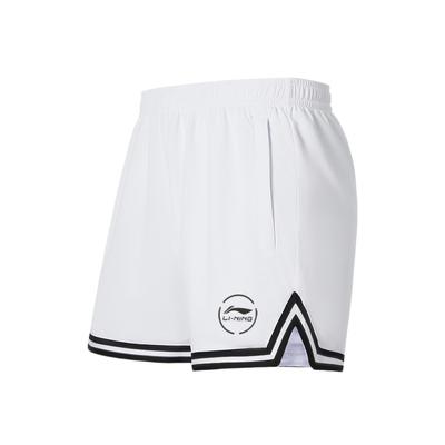Li Ning Professional Basketball Series Striped Mid-Waist Comfortable Versatile Breathable Straight-Leg Casual Shorts Men Shorts White AKSU941-2