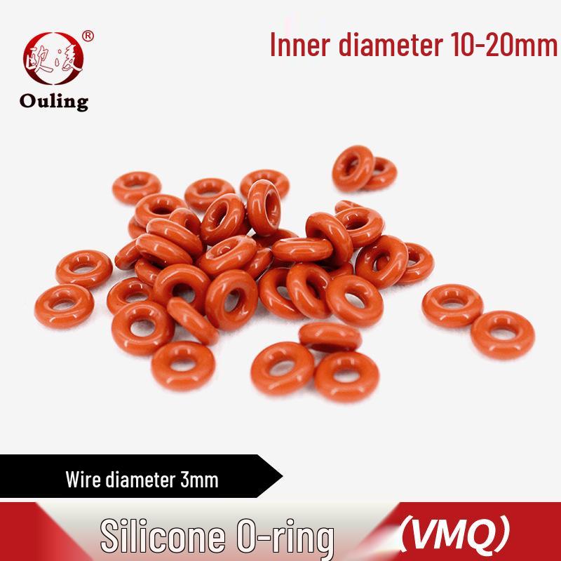 Red Silicone Anti-Aging O-ring, Various Sizes: 10mm to 20mm Outer Diameter, 3mm Thickness OD 11*3mm (10 pcs) Red Silicone O-ring