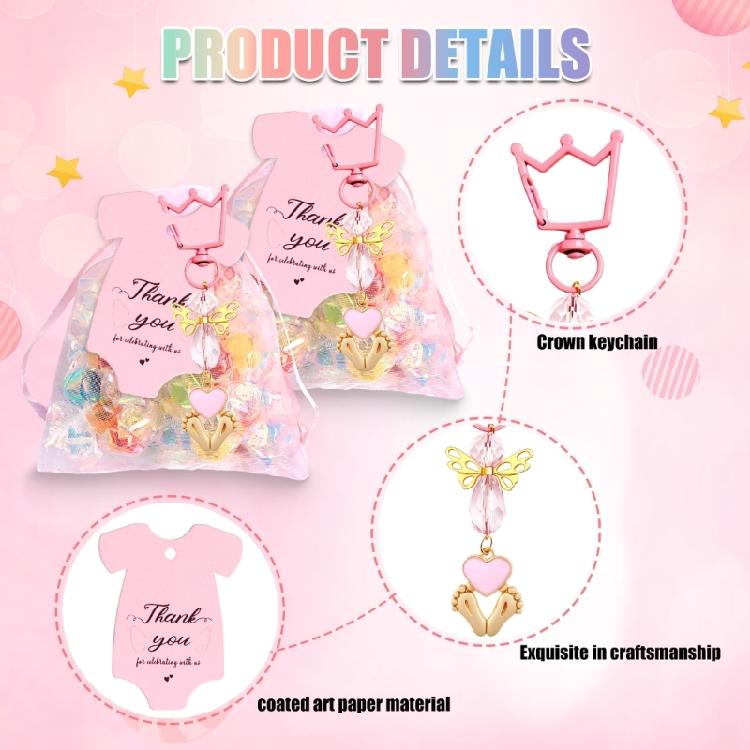 20pcs Handmade Keychains with Organzas Bags for Wedding and Baby Shower Baptism Party Supplies Anniversary Decorations