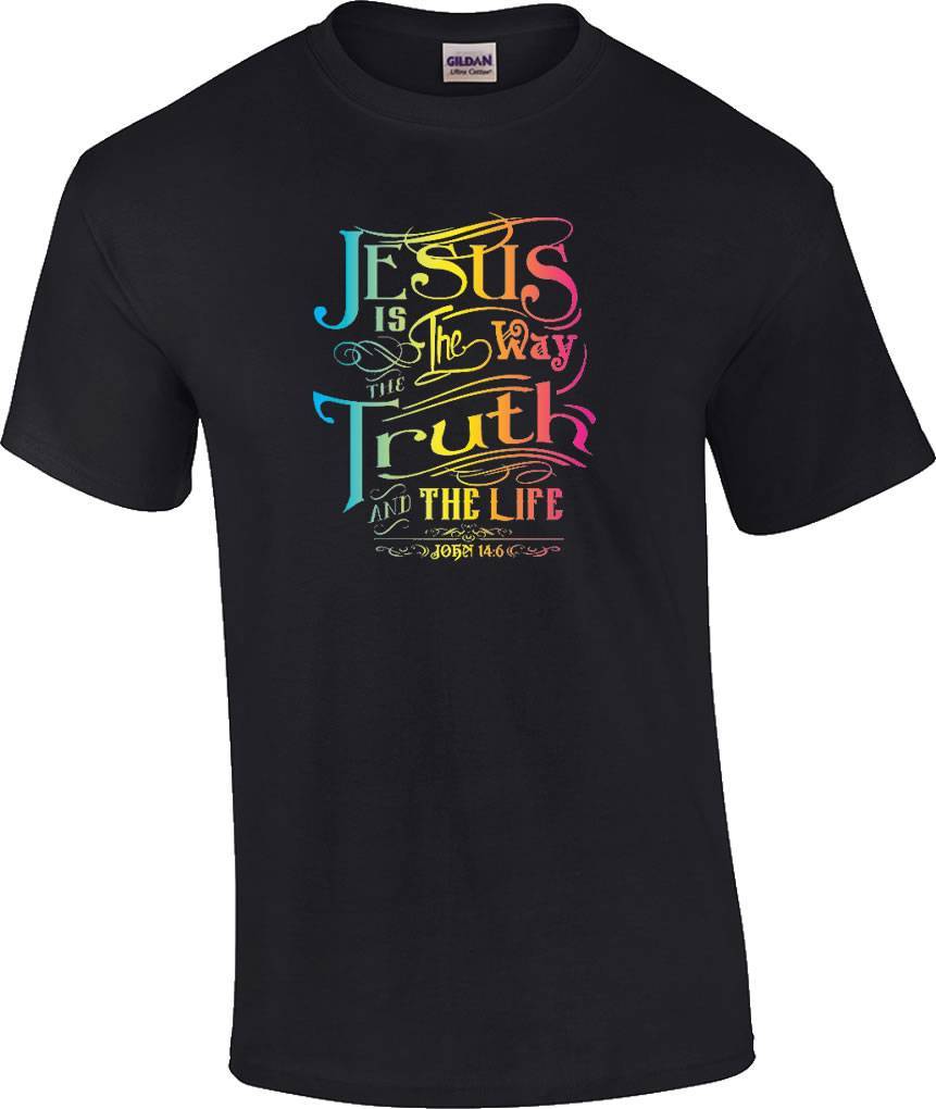 Christian Neon Jesus Is The Way The Truth and The Life Religious T-Shirt S