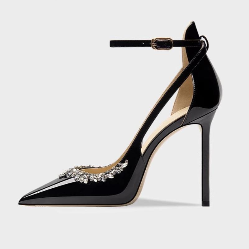 

Модные весенние новые туфли-лодочки на тонком каблуке для женщин, с острым носком, с неглубоким вырезом, со стразами, с нескользящей износостойкой подошвой на высоком каблуке 39