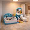 1:12 Scale Mini Bathroom Furniture Toy Set Includes Blue Sink Bathtub And Toilet For Dollhouses Decors