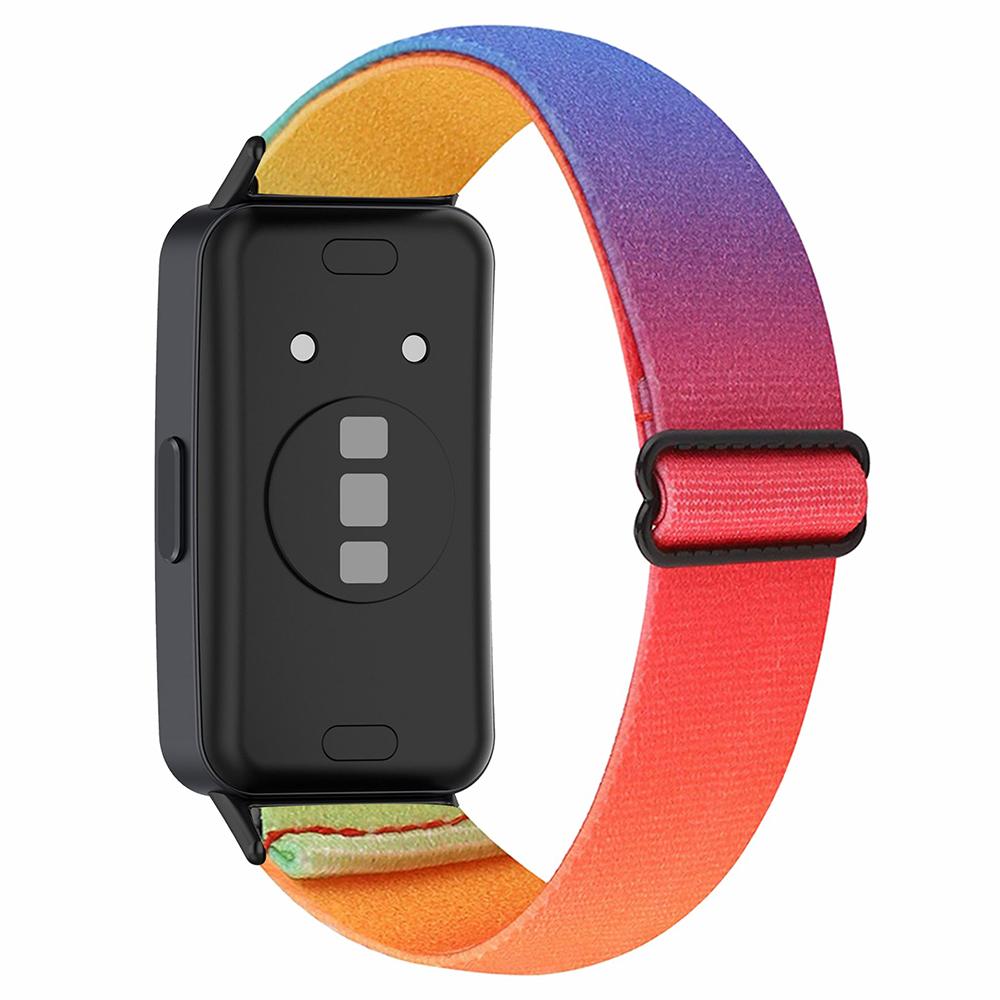 

For Huawei Band 8/Band 8 NFC/Band 9/Band 9 NFC Bohemian Style Elastic Nylon Smartwatch Strap Watch Band Replacement Rainbow