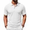 Men's Short Sleeve Polo Shirt with Textured Pattern Classic Fit Button Down Collar Lightweight Casual Top