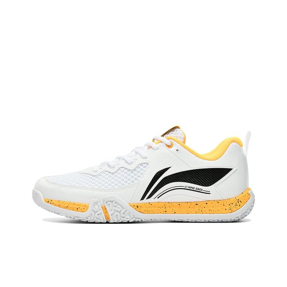 Li-Ning Scarpe da Badminton Unisex Ground Flying II Lite Traspiranti Antiscivolo a Collo Basso Scarpe Bianco Giallo AYTT003-3