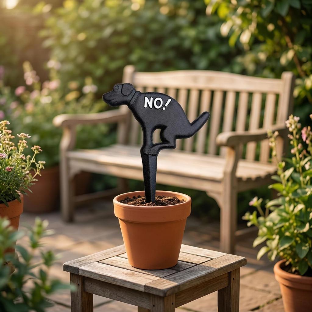 Garden Stake with Dog Silhouette Outdoor Cast Iron Sign Metal
