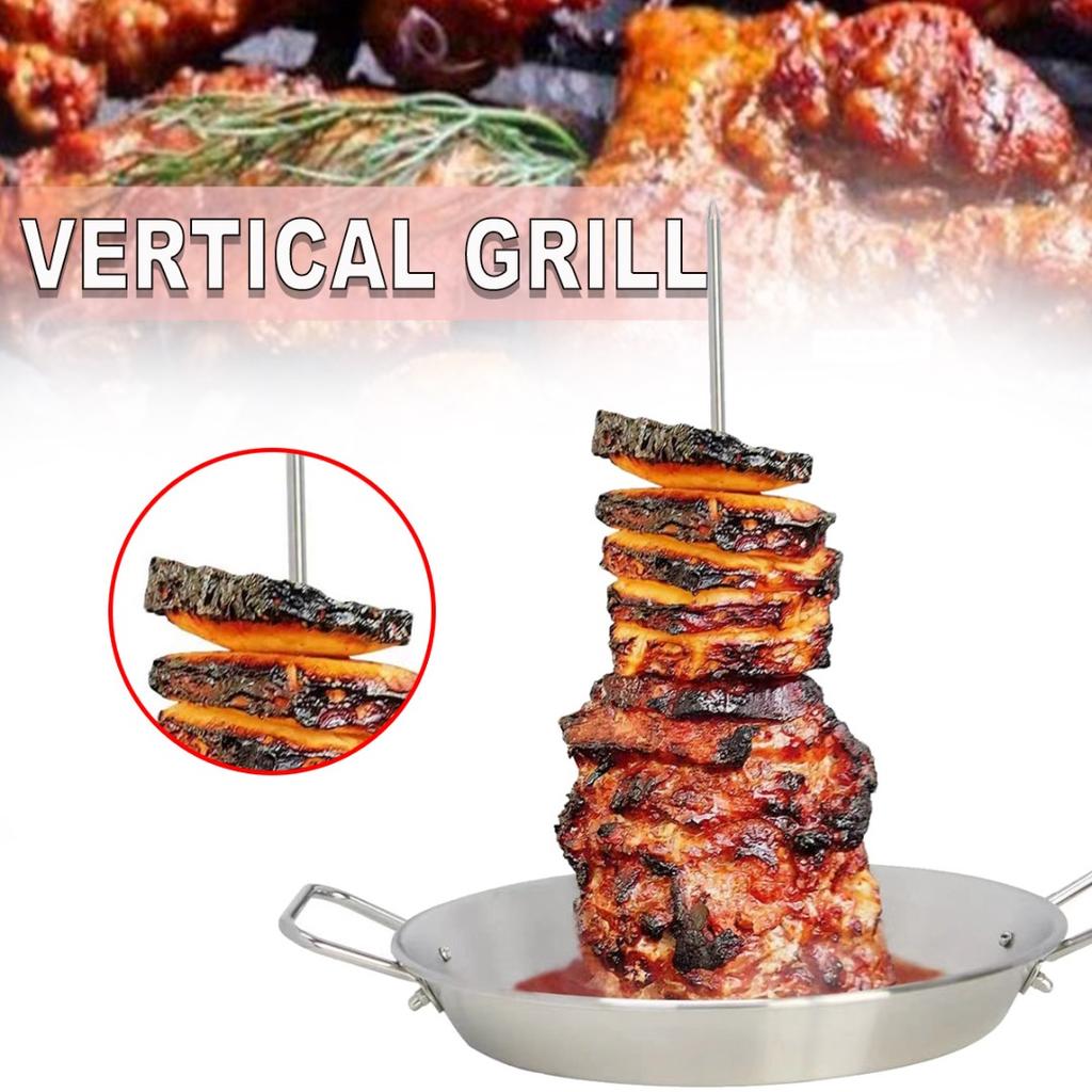 PDTO Vertical Stainless Steel BBQ Skewer Stand with 3 Sizes of Skewers