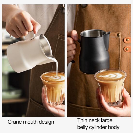 350/500ml Milk Frother Cup Built-in Scale Stainless Steel Bird Beak Espresso Pull Flower Cup for Dessert Shop