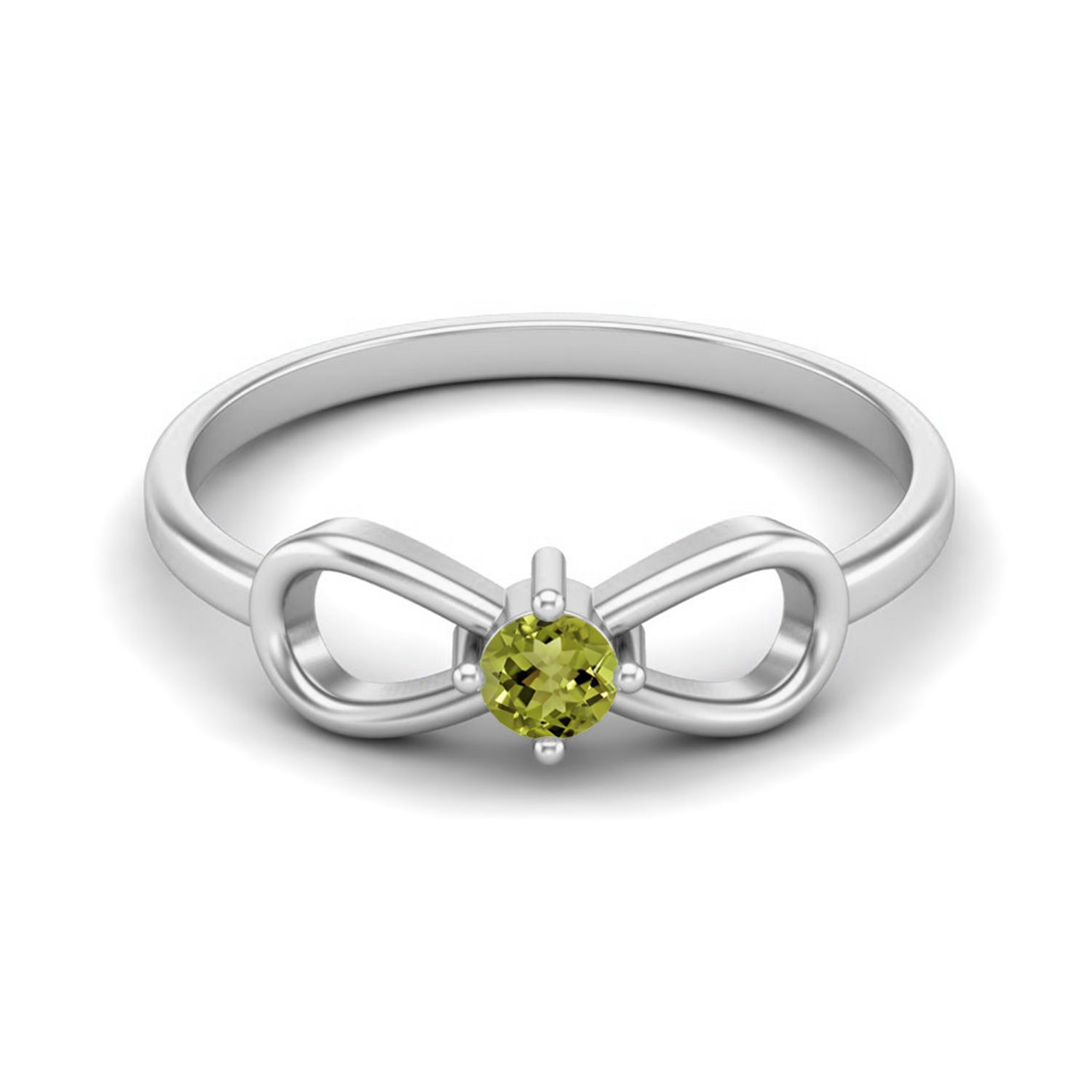 Infinity Knot 3MM Round Peridot 925 Sterling Silver Bow Tie Women Wedding Ring 7 белый