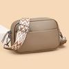 Crossbody-Tasche aus echtem Leder mit breitem Riemen - Damen Casual Klein Quadratisches Design