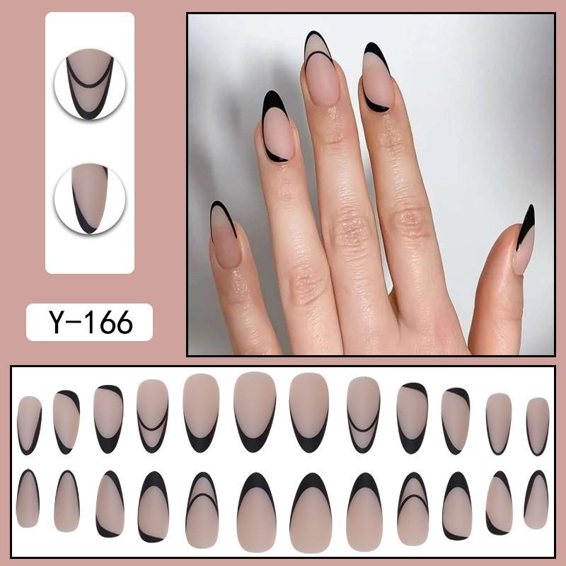 Short Press-On Nails Set Ins Style Fake Full Cover Acrylic Nail Tips Women Daily Wear