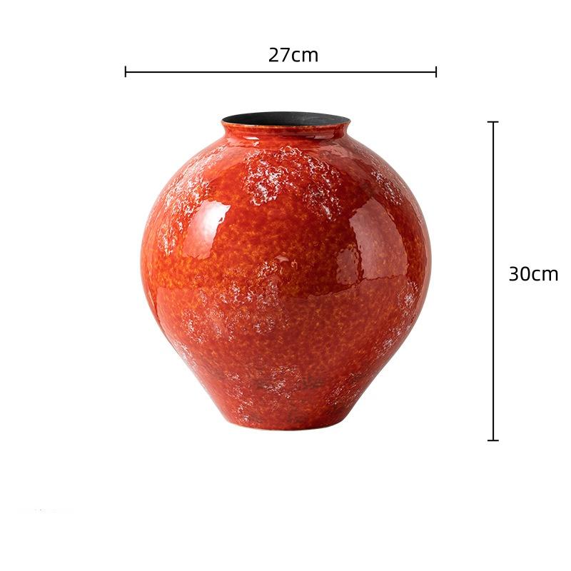 Ceramic Vase Red Porcelain Bottle The Kiln Turns Red Glaze Flower Vase Flower Arranger Terrarium Home Decoration Accessories