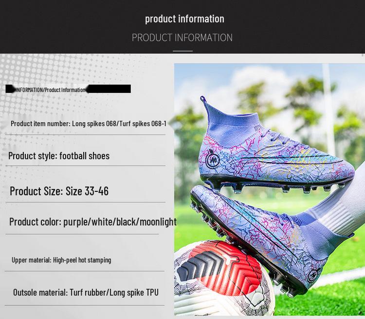 New FGTF Men's Breathable High-Top Soccer Shoes with Long/Short Studs for Teens & Kids, Stylish Design