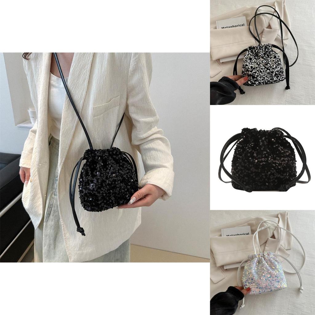 Sparkling Sequin Street Fashion Bucket Shoulder Bag Women's 2024 New Spring Crossbody Bag