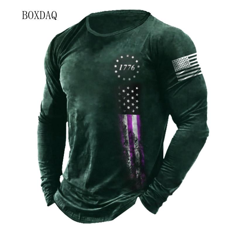 Camisetas Con Patrón De Bandera Americana Para Hombre, Ropa Informal De Manga Larga Con Estampado 3d, Moda Urbana, Talla Grande 6XL, Primavera Y Otoño