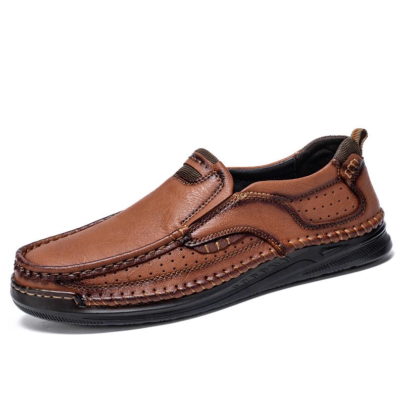 Handmade Leather Casual Shoes for Men Slip on Flats New Arrival Walking Shoes Male Outdoor Driving Footwear Breathable Loafers