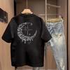 Aesthetic Cool Night Star Crewneck Trendy Dark Sketch Soft Cotton Daily TShirt
