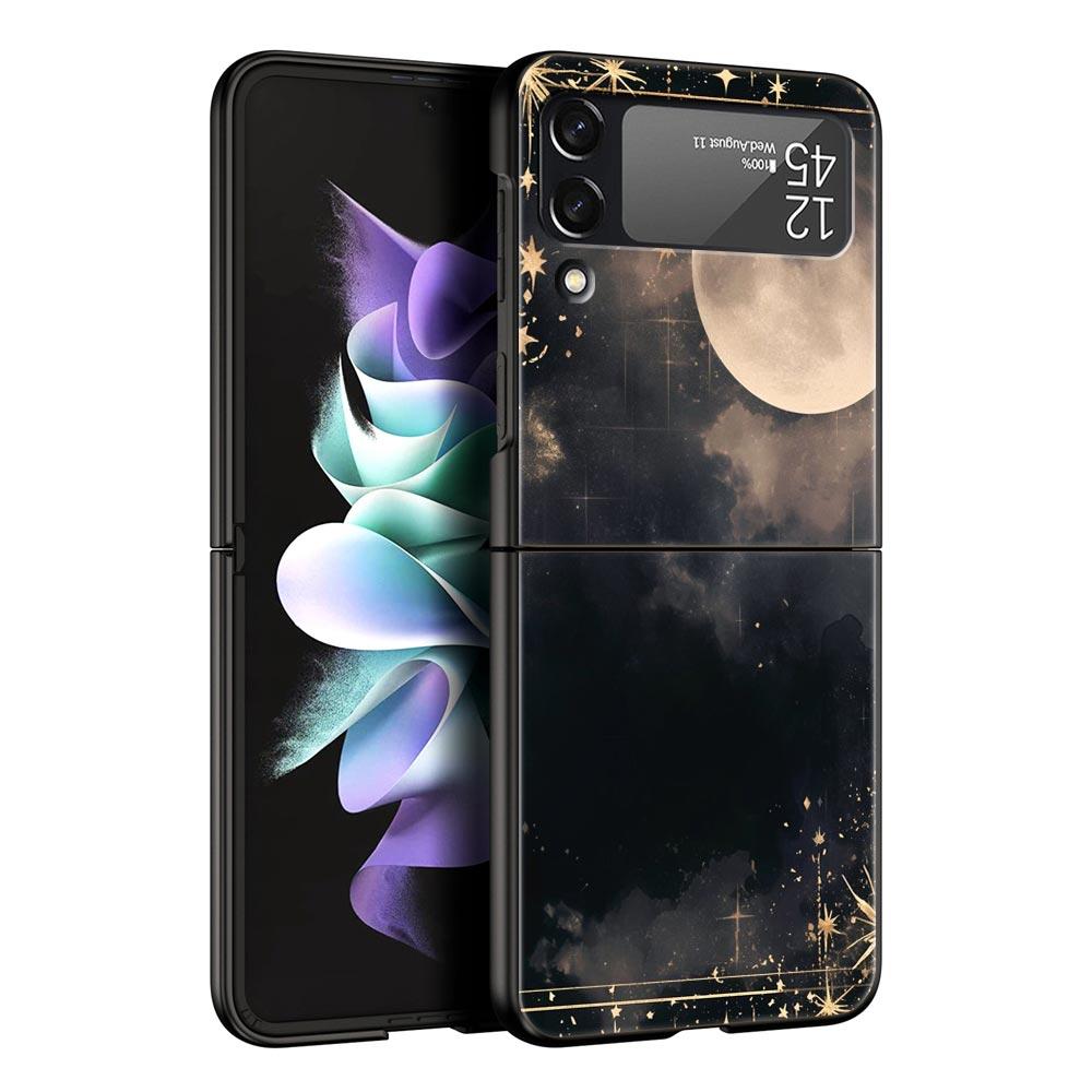 Fashion Starry Sky Stars Hard PC Phone Case For Samsung Galaxy Z Flip 7 6 5 4 Black Cover For Galaxy Z Flip 3 Foldable Shell Bag