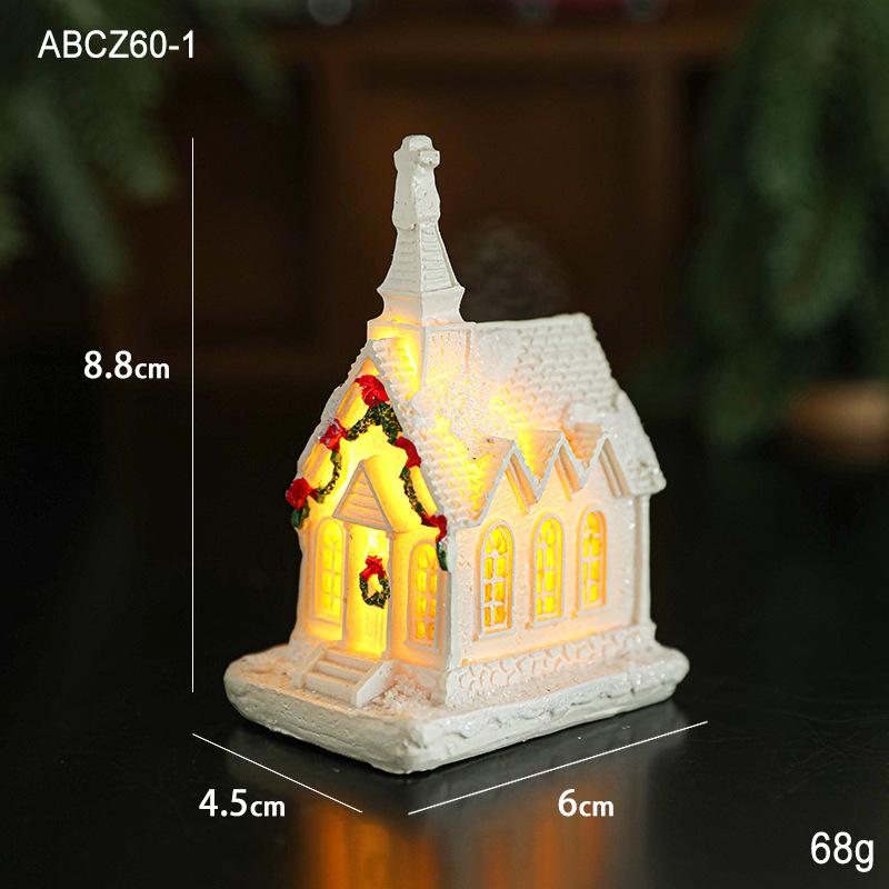 New Christmas Village Lights Up House Ornament LED Lights Up White Christmas Village House Set for Xmas Home Interior Decoration