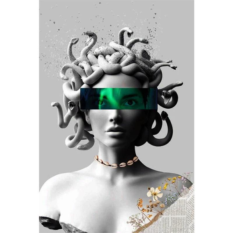 Poster Artistico Medusa di Smeraldo Creature Mitologiche Stampe per Pareti Pittura su Tela Mitologia Greca Moderna per Galleria Decorazioni per la Casa