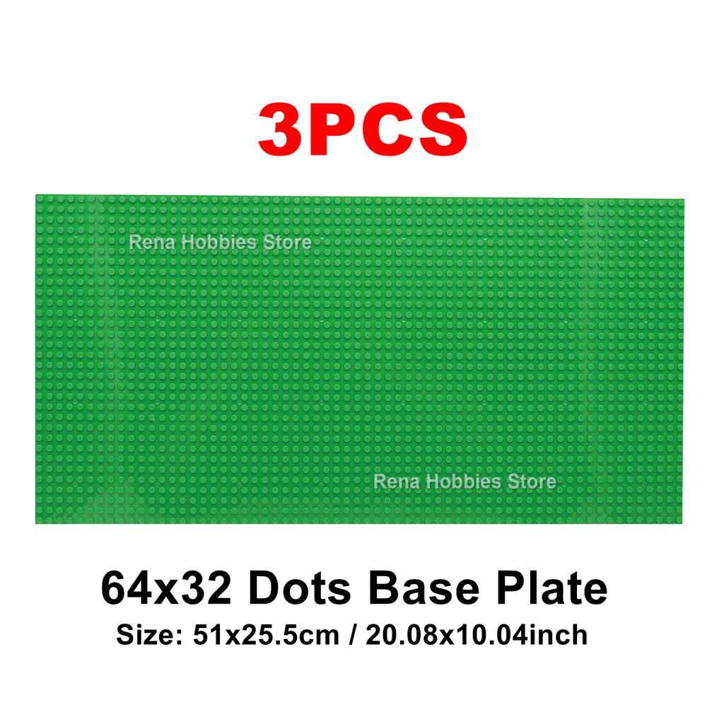 3PCS 32x64 Dots Baseplate DIY Assembled Small Building Blocks Classic Bricks Base Plate for MOC City Figures Construction