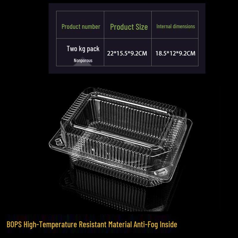 Transparent Disposable Plastic Box with Lid for Fresh Fruit, Roast Duck, Cake, or Strawberries.