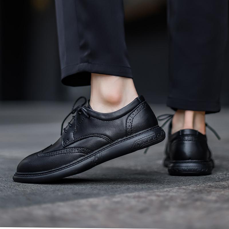 Men's Shoes Brock Shoes Business Fashion Trend Casual Shoes Dress Leather Shoes Low Top Embossed Cowhide Surface Large Size
