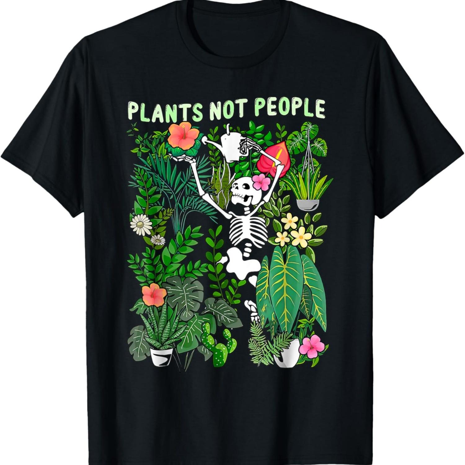 Plants Not People Skeleton Funny Halloween Costume Gardener T-Shirt S чёрный