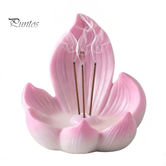 Office Stress Relief Lotus Backflow Incense Burner Holder, Resin Cone Diffuser, Desktop Spiritual Home Decor Aromatherapy Holder for Yoga Meditation