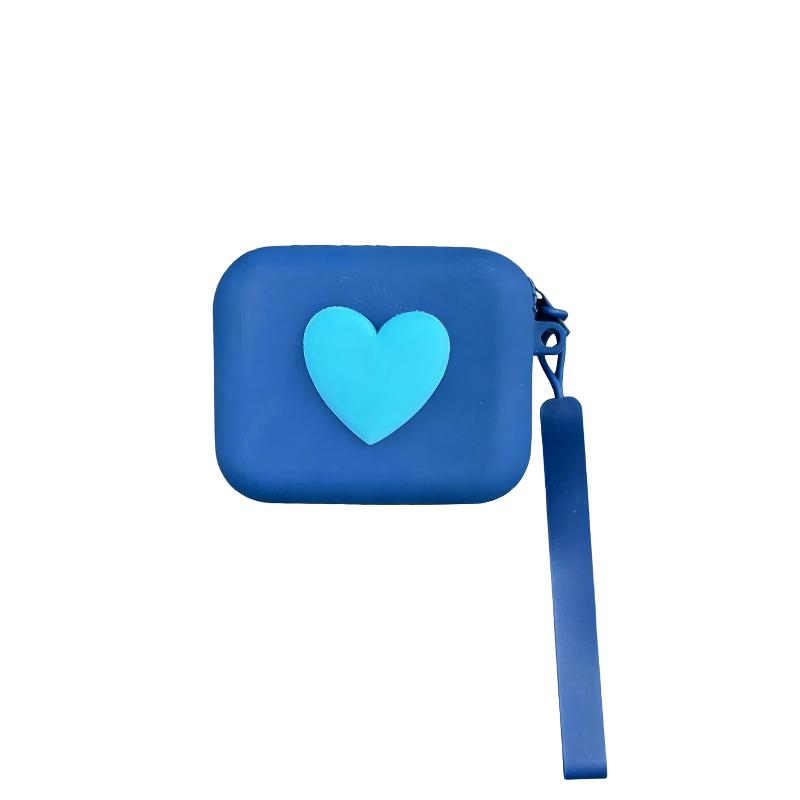 Cute 3D Heart Shaped Silicone Coin Purse Lightweight Portable Wrist Strap for Key Earphone Lipstick Woman Gift