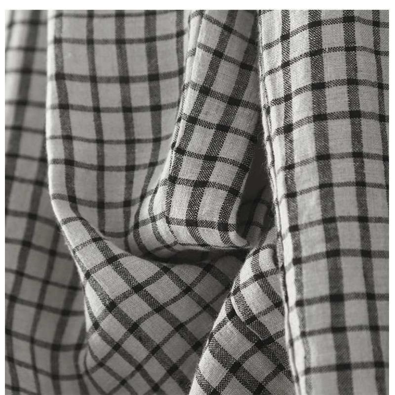 Linen checkered pants women's loose casual pants